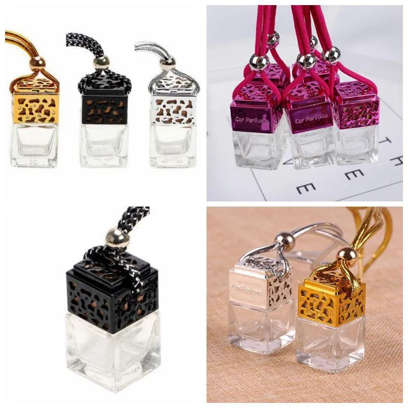 Kubus auto parfum fles auto opknoping parfum achteruitkijking ornament luchtverfrisser etherische oliën diffuser lege glazen fles CCA11097 100 stks