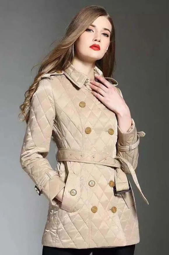 les ventes chaudes! Femmes mode angleterre moyen long coton rembourré manteau/marque concepteur double boutonnage veste pour femmes taille S-XXL #886F240