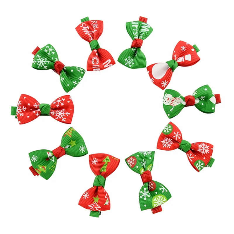 Christmas Gifts Baby Hair Accessories Ribbon Bows Hairpins Clips Girls Small Bowknot Barrettes Kids Hairwear Boutique Children Fashion 2 inches