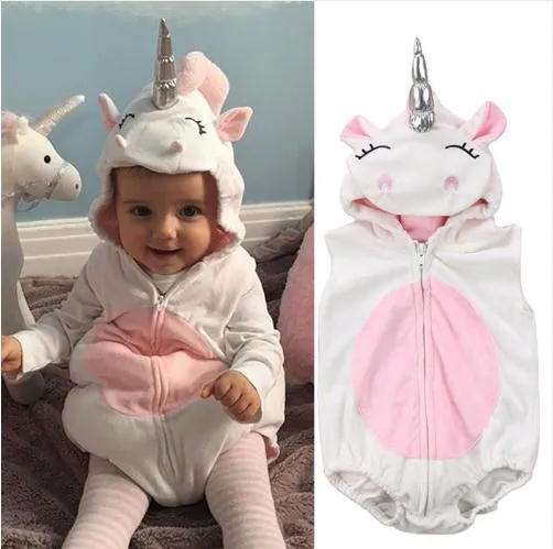 Costume da unicorno 3D per bambina, pagliaccetto con cerniera, tuta,  maglione, abiti con cappuccio, vestiti per bambini