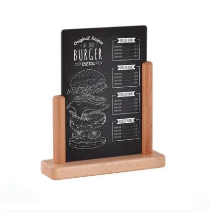 A5 Handskriftsmeddelande Blackboard Desk skylt Skrivplatta Tabell Topp Annonsering Signage Board Wood Decoration Display Stand Stand Stand Stand