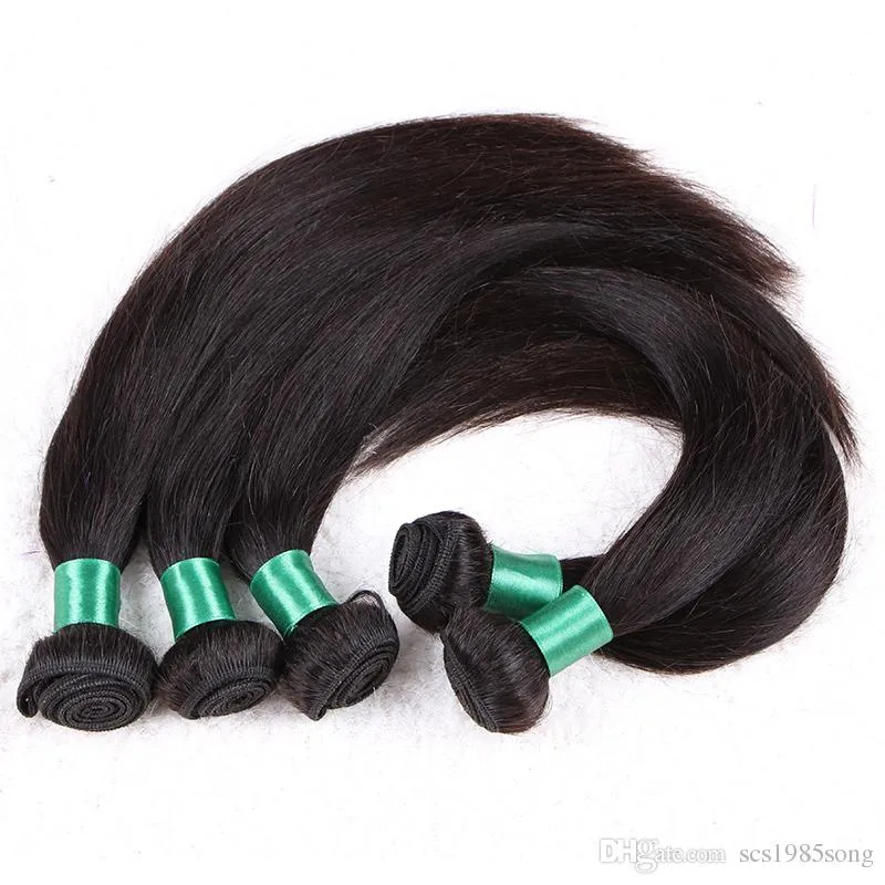 CE-certifierad 8a 100% jungfru malaysiskt mänskligt hår naturligt färg 5pcs / mycket 80g bunt silke rak våg med dubbel väft