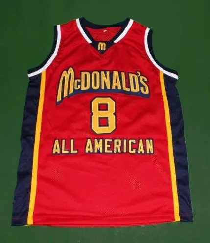 Custom Men Youth women Rare McDonald's K B White red College Basketball Jersey Tamaño S-4XL o personalizar cualquier nombre o número jersey