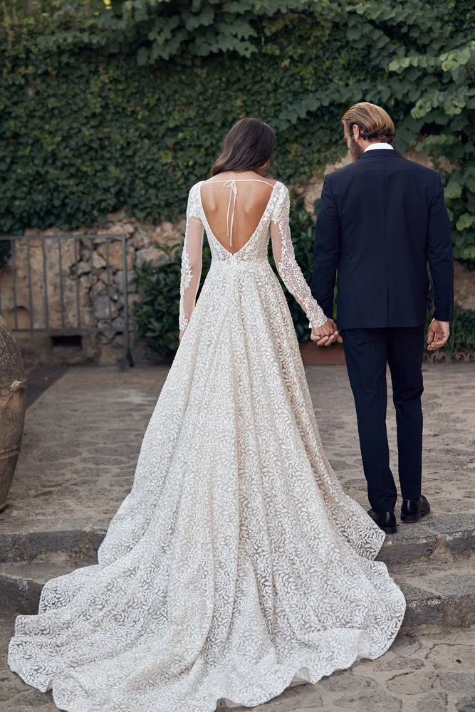 long sleeve velvet wedding dress Vintage Sleeved Burnout Velvet Mermaid Wedding Dress