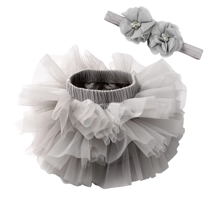 DHL baby girls tulle bloomers Infant newborn tutu diapers cover 2pcs short  skirts and flower headband Baby party photograph clothes