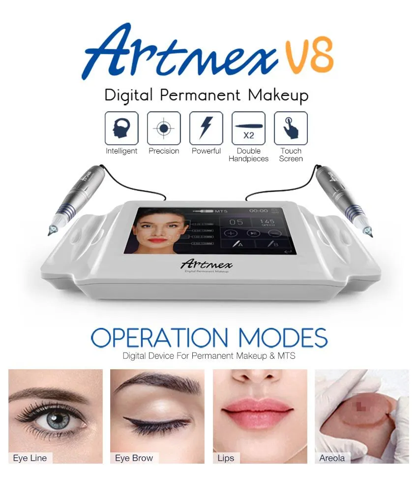 Topkwaliteit Digitale Tattoo Permanente Make-up Machine Auto Microneedle System voor Wenkbrauw Eyeliner Lip Artmex V8