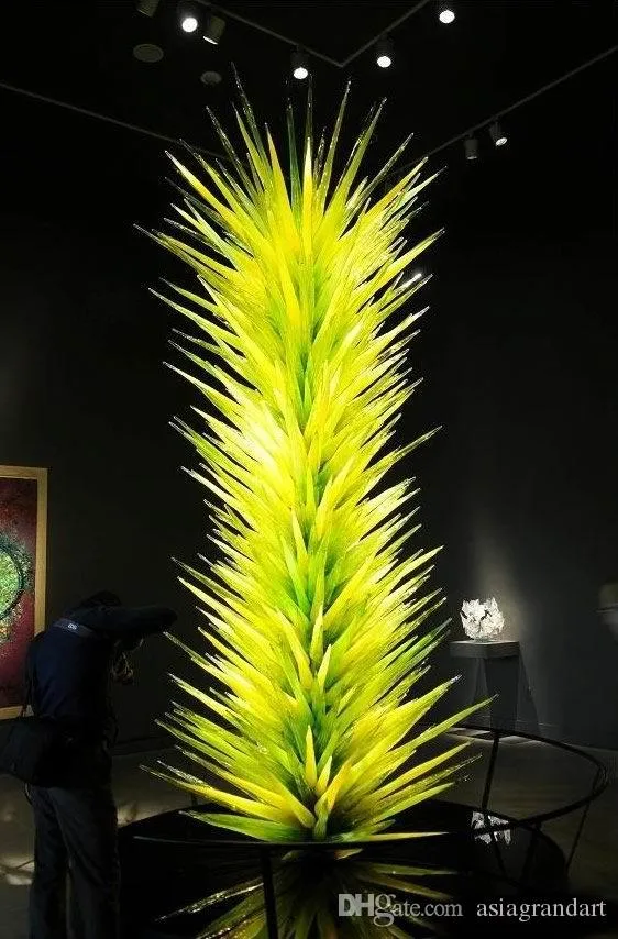 Luxury Hotel Lobby Decorative Chihuly Style Hand Blown Glass Floor Lamps LED Light Source Saving Garden Park Conifer Glass Sculpture