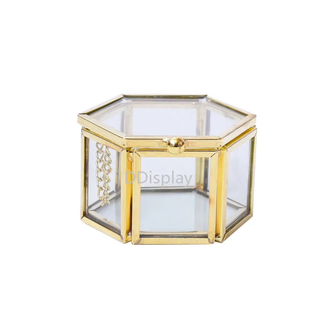 [DDISPLAY] Trouwringen Glas Sieraden Doos Mini Goud Vintage Voorstel Ring Doos Transparante Verlovingsringen Sieraden Case voor Dame