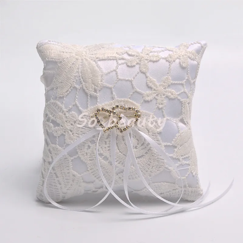 Wedding Ring Pillow with Heart-shaped ornament Lace Cushion Marriage Creative Suppliers Decoration High Quality New BS5787