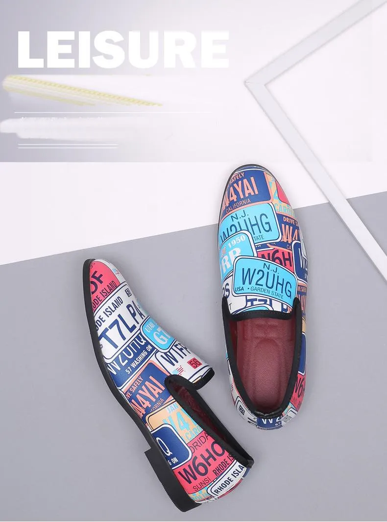 2019 New Multi colour mens charactor shoes fine design mens casual shoes men dress flats big size loafers for gentleman zy976