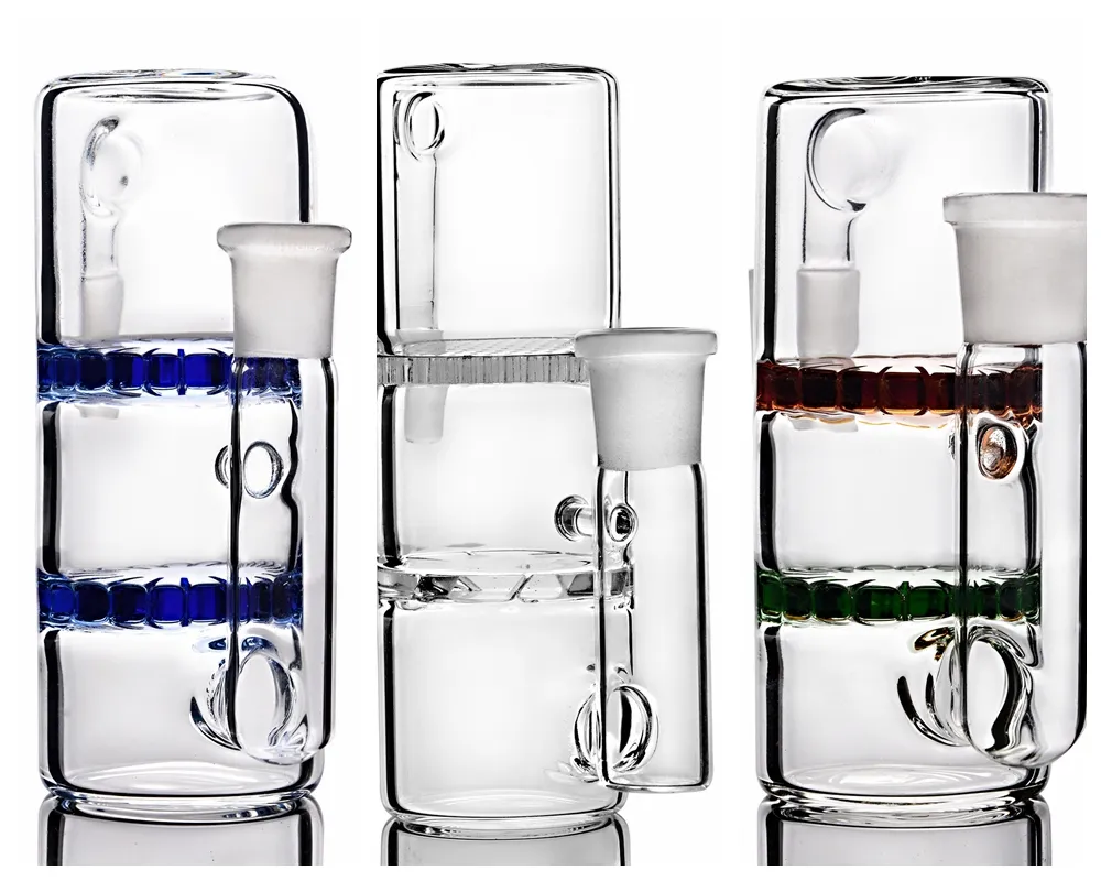14MM 18MM Joint Ash Catcher Blue Transparent Colorful Hookahs Straight Tube Water Pipe Glass Bong Rigs Bong Smoking Pipes