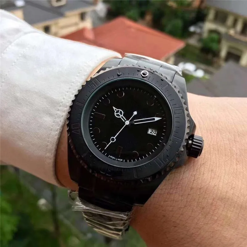 Ünlü İsviçreli erkek izle moda siyah askeri İzle otomatik makine tüm paslanmaz çelik yüksek kalite Spor erkek saatler Montre homme