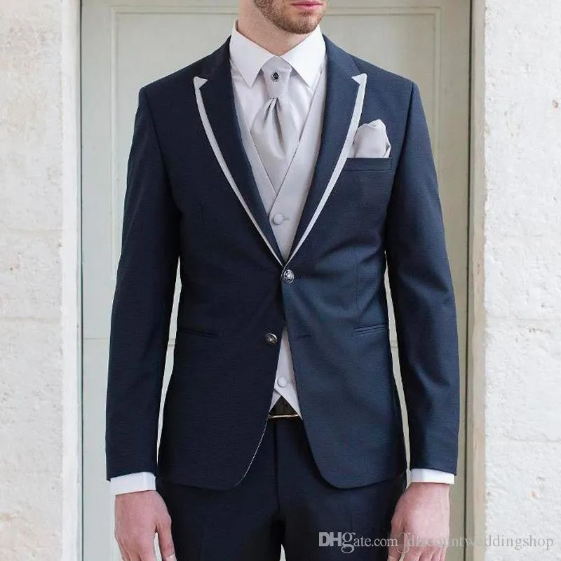 Passen Sie modische Bräutigam-Smoking-Sets für Herren, Hochzeit, Blazer, Abendessen, Arbeitskleidung (Jacke + Hose + Weste + Krawatte) J787 an