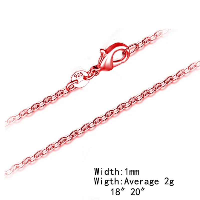 16 18 Inch Link Chain Necklace for Women 1mm 925 Stamped Jewelry Platinum White Gold Rose Gold Mens Choker Necklace DIY Making Accessories