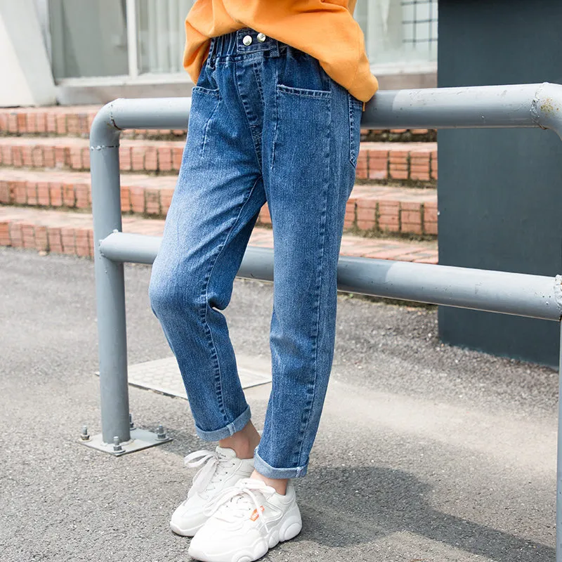 Teenagers Jeans for Girls Denim Pants Solid Jeans Girl Children s Trousers Teenage Costumes For Girls 5 7 9 11 13 14 Year Old