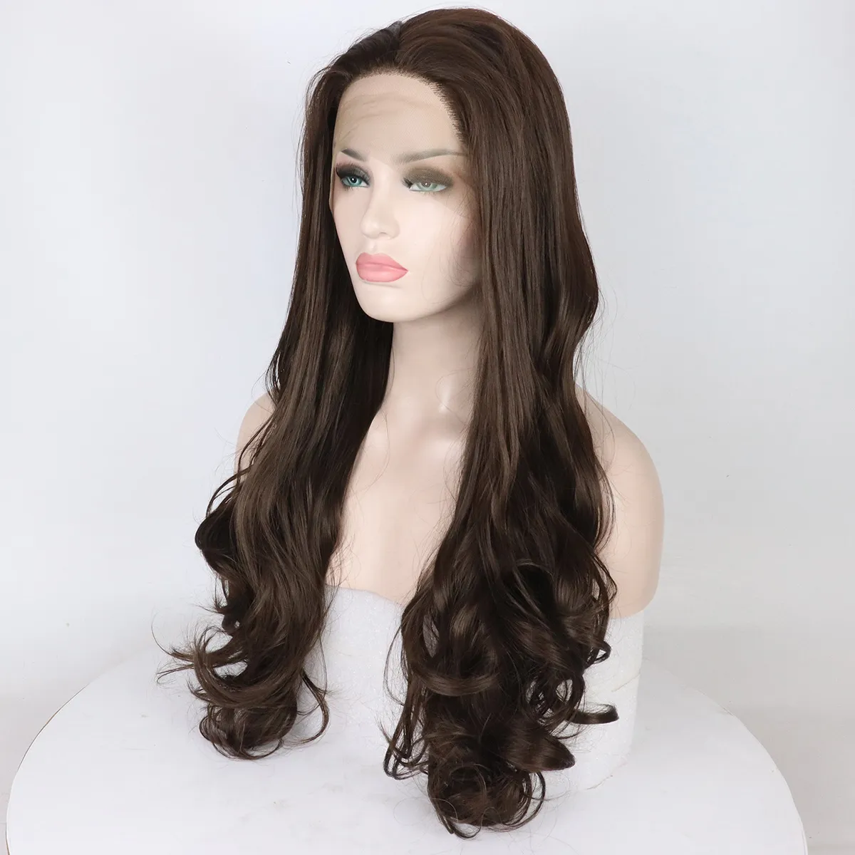 Freeparting Realistic Looking Brown Lacefront Wig Lace Front Dark Brown Preplucked Wig - Etsy main image 4
