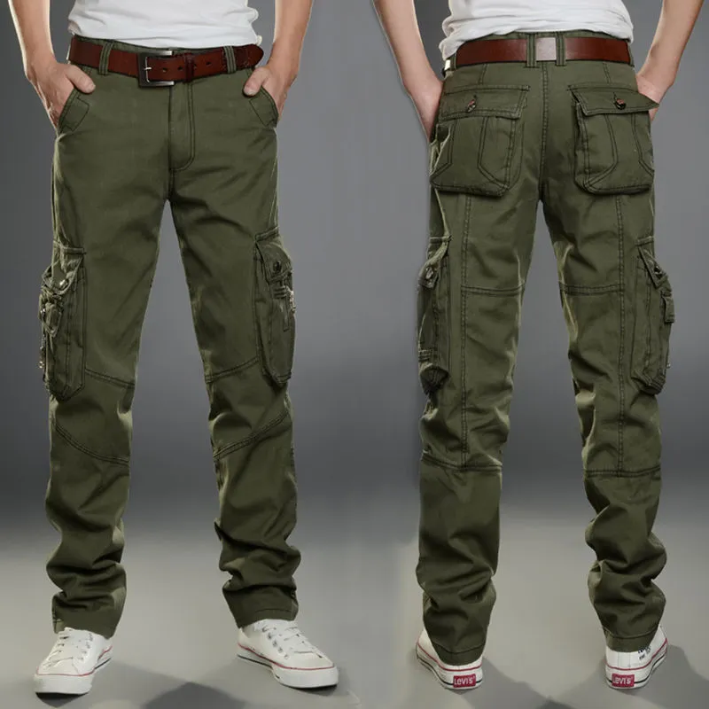 Cargo Pants Men Combat SWAT Army Pants Cotton Many Pockets Stretch ...