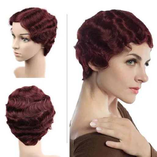 DHgate Retro Finger Wave Wig 1920s Flapper Hairstyle Virgin Hair Wig Hair Products