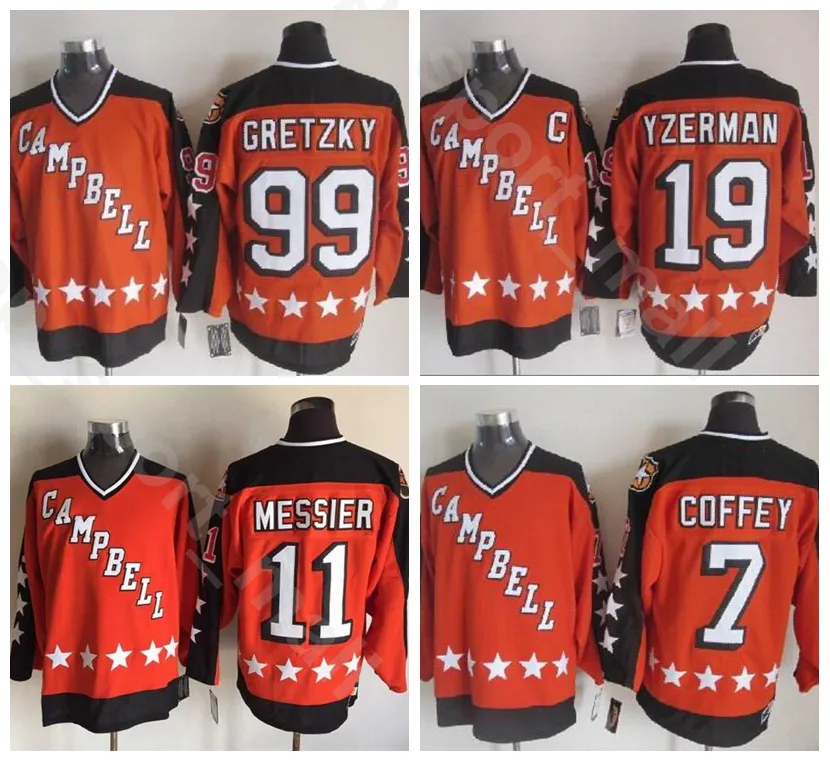 All 1984 Star Hockey 19 Steve Yzerman Jersey Mężczyźni 99 Wayne Gretzky 7 Paul Coffey 11 Mark Messier Home Orange Darmowa Wysyłka
