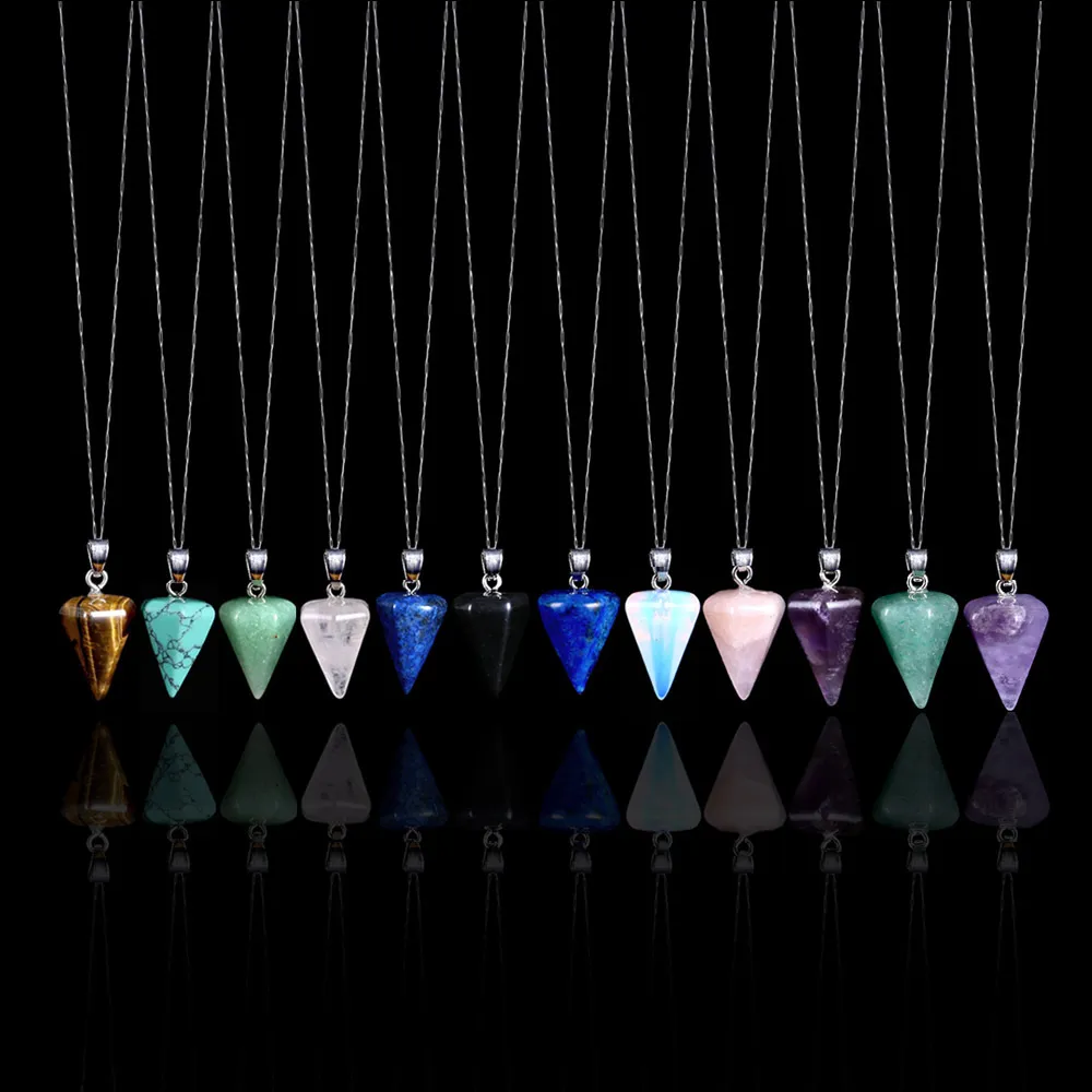 Natuurlijke Crystal Hanger Gemstone Sieraden Amethyst Aquamarijn Ketting Diamant Gift Ruwe Stone Leraar Geschenken Gepersonaliseerde Sieraden