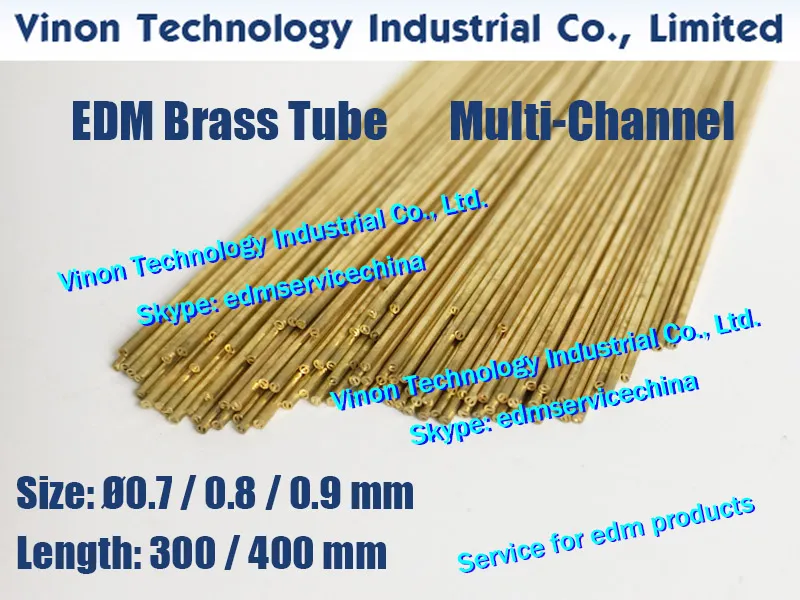 0.7x400mm 황동 튜브 멀티 채널 (50pcs 또는 100pcs), 황동 EDM 튜빙 Dia. = 0.7mm 길이 = 400mm, 황동 전극 튜브 - 멀티 홈 드릴링