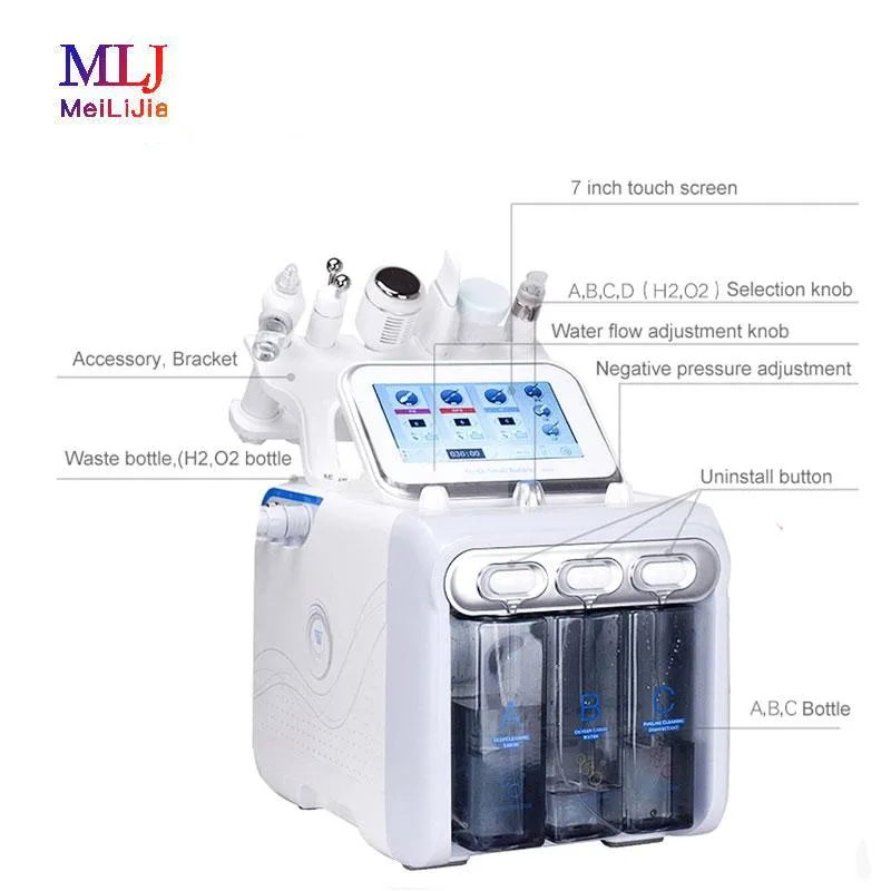 6in1 Hydrafacial الصغيرة فقاعة جلدي الجلد أدوات العناية BIO بالموجات فوق الصوتية RF هيدرا ديب الوجه المسام نظيفة آلة الجمال تدليك الوجه