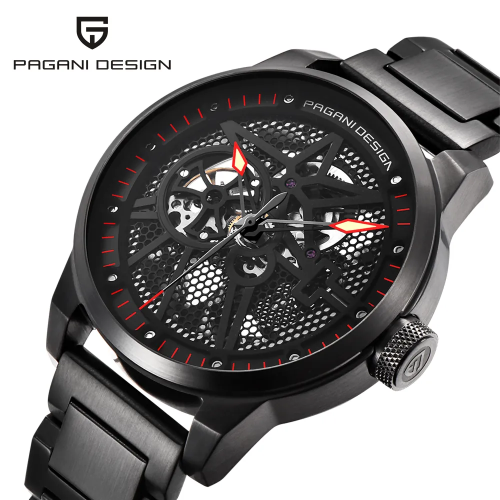 Fashion Luxury Brand Pagani Leather Tourbillon Orologio automatico da uomo Orologio da polso da uomo Orologio da polso meccanico in acciaio Relogio Masculin