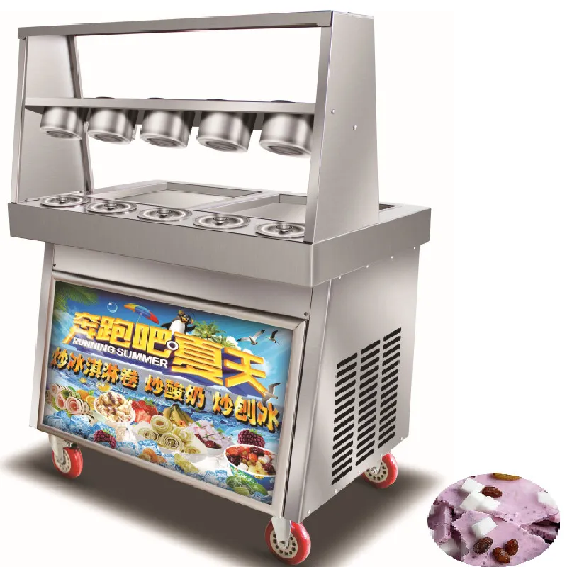 Beijamei Таиландский стиль жареный / рулон Fry Create Create машина с плоским столом для жареного мороженого
