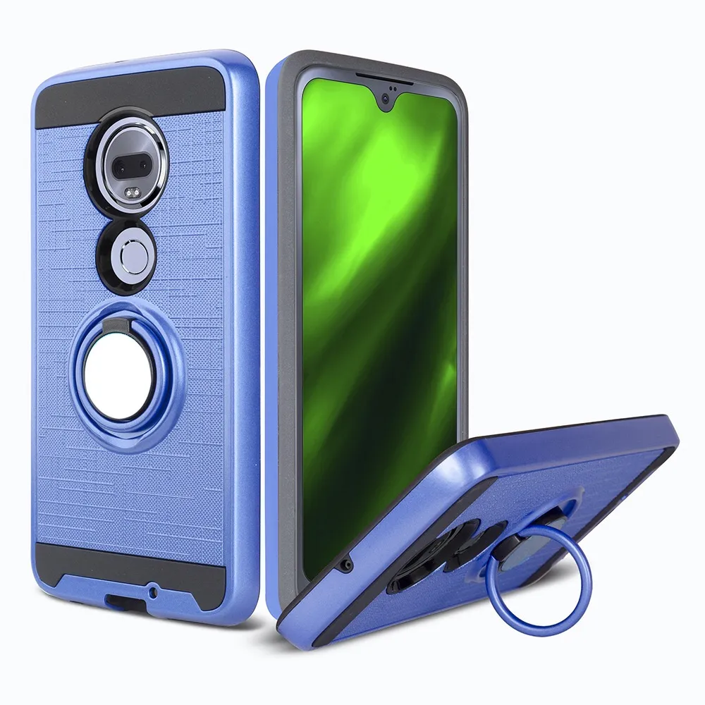 METROPCS Modell Kompatibel med MOTO G7 / G7 Play Case 360 ​​Roterbar ring Kickstand Magnetisk bilmonterad TPU + PC Slim Protective Defender Cover