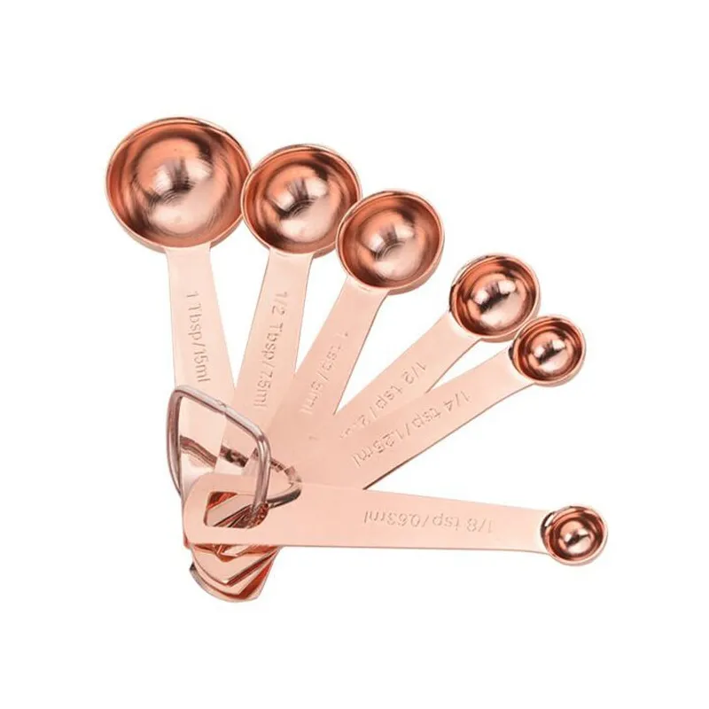 Stainless Steel Measuring Spoon Set Luxury Rose Gold Measuring Scoop Set Kitchen Measuring Tool Baking Accessories ZC0245