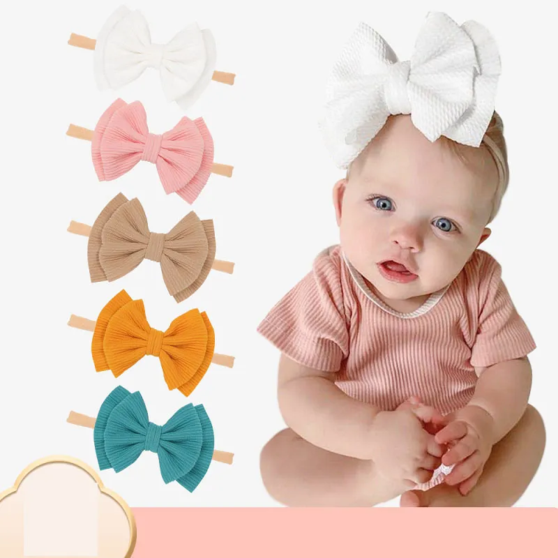 10色の赤ちゃんの女の子ナイロンのヘッドバンド幼児新生児幼児のヘアバンド弓ヘッドラップ子供のヘアアクセサリークリスマスギフトM2223