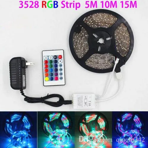 SMD 3528 5m 300led RGB LED tira luz à prova d'água de iluminação ao ar livre fita multicolor fita 24keys dc12v adaptador SE