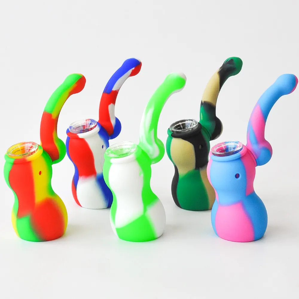 Wholesale Portable Silicone Pipe Silicone Bubbler Mini Smoking Pipe Tobacco Hand Pipe Free Shipping