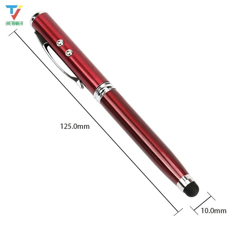 4 i 1 laserpekare LED Torch Touch Screen Stylus Ball Pen för iPhone för iPad för Samsung Portable 50PCS / Lot