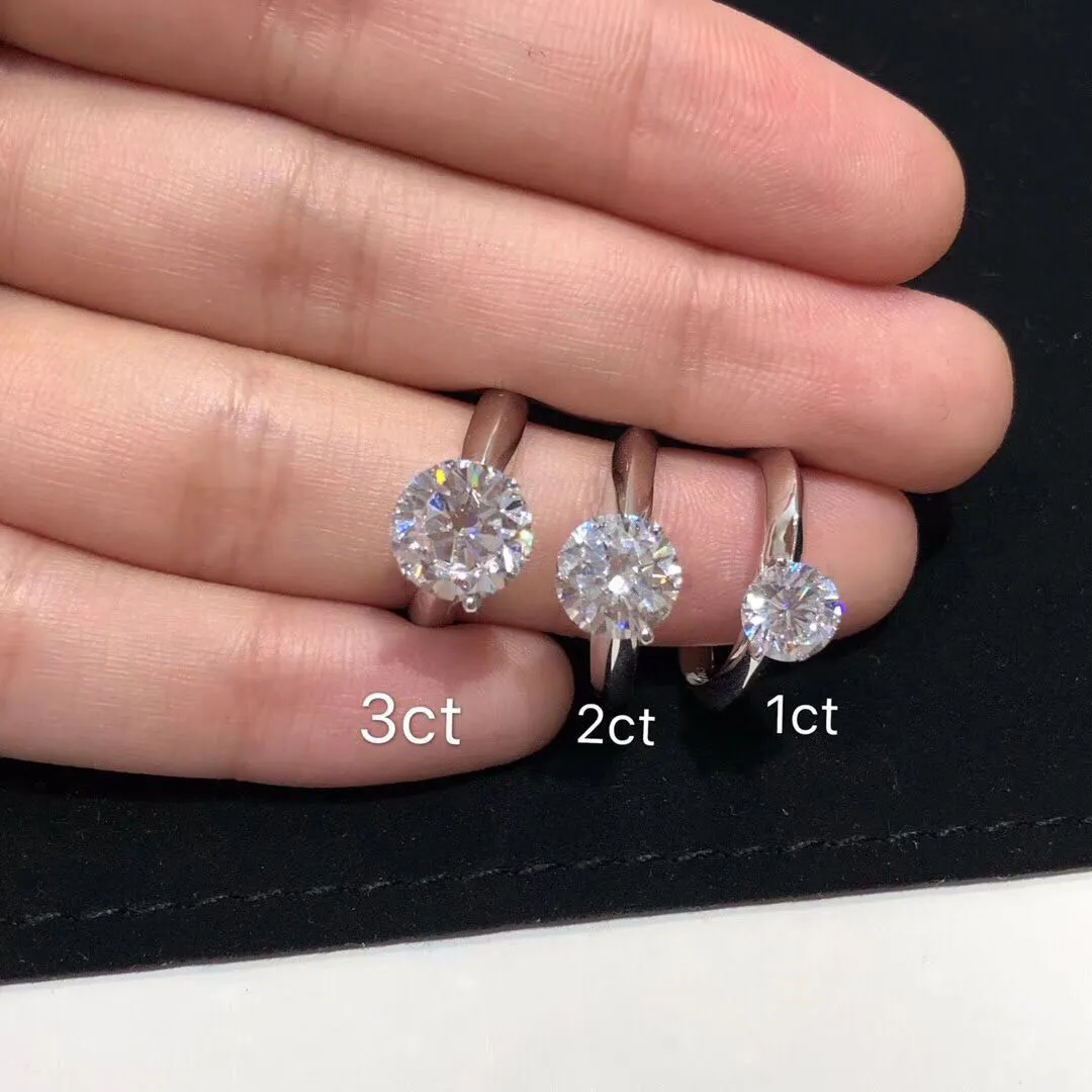 Avoir une griffe de timbre 1-3 carats cz diamant 925 bagues en argent sterling anelli pour les femmes se marient bagues de fiançailles de mariage ensembles amoureux cadeau je282S