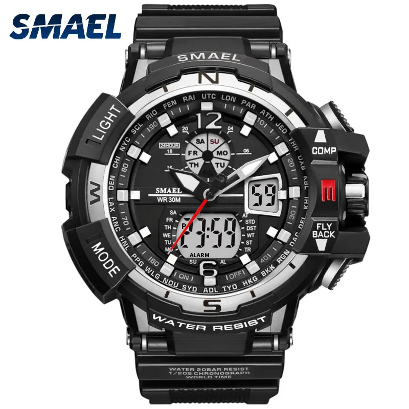 Casual Watch Męskie Wodoodporne Montre Homme męskie Writswatch LED Digital Zegarki Mężczyźni Zegar LED Reloj Hombre 1376 Duży Sport Zegarki LY191213