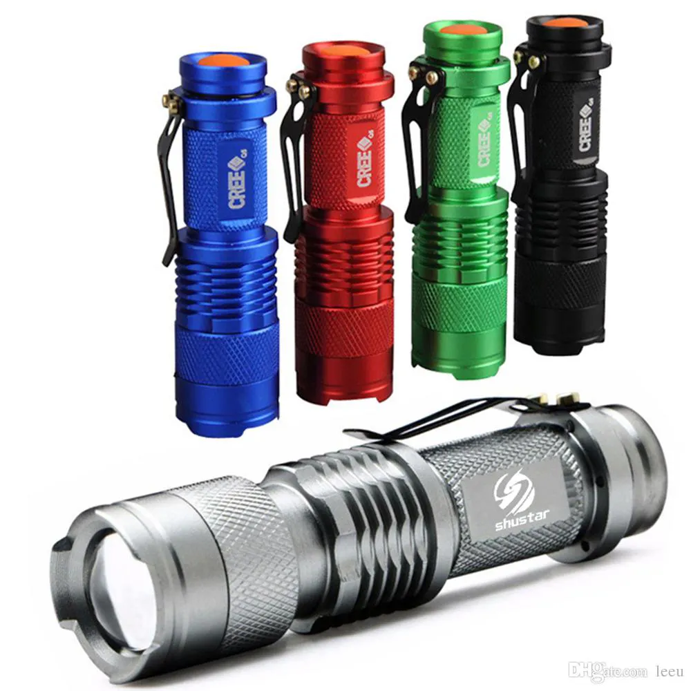 Lampe de poche LED étanche colorée, haute puissance 2000lm, Mini Spot, 3 modèles, Zoomable, équipement de Camping, torche Flash