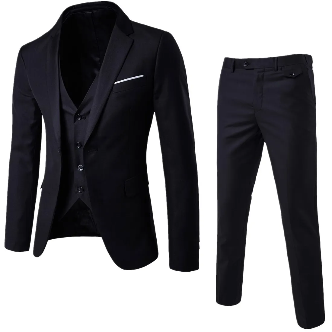 Costumes trois pièces pour hommes, coupe cintrée, simple boutonnage, costumes de mariage sur mesure, ensembles de costumes de smoking de mariage (gilet + pantalon + Blazer)