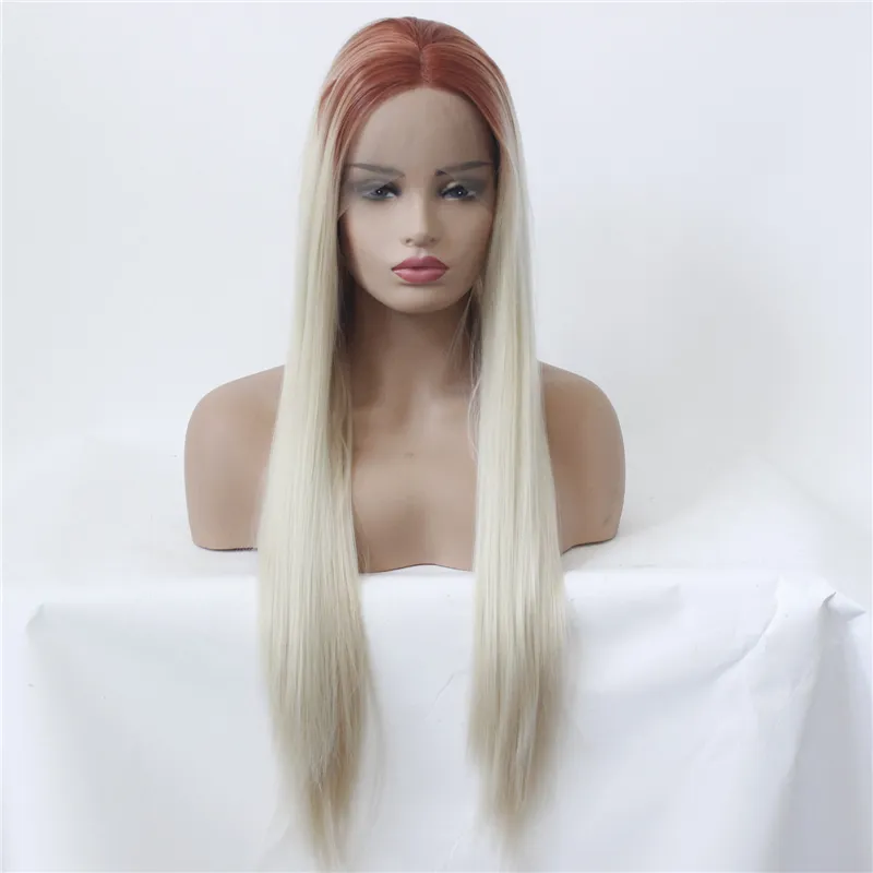 10 Couleurs SHUOWEN Remy Cheveux Synthétiques Avant de Lacet Perruque Noir Blonde Ombre Vert Gris Brun Perruques Simulation Perruques de Cheveux Humains