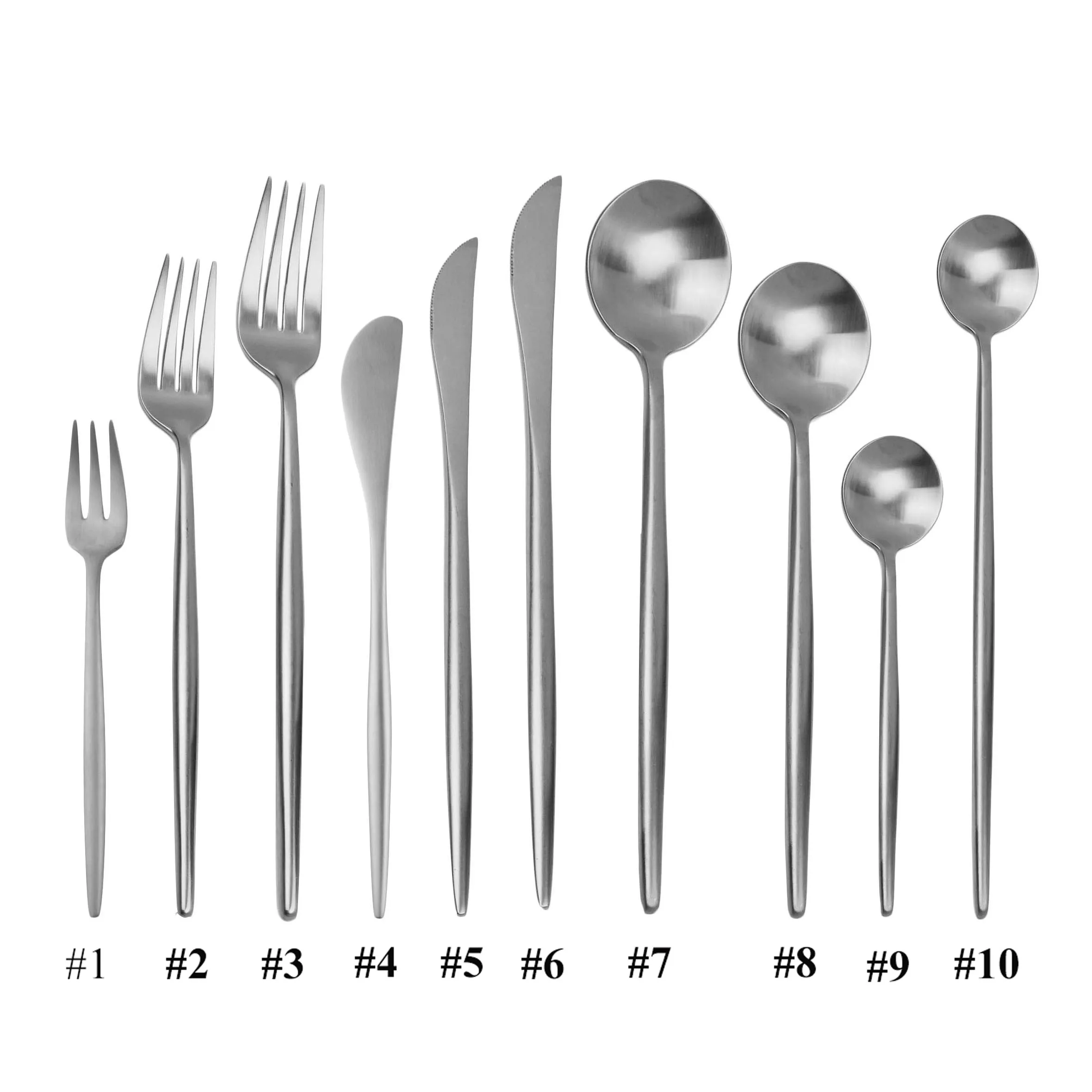 Matte Stainless Steel Cutlery Set For Desserts, Steaks, And Cakes