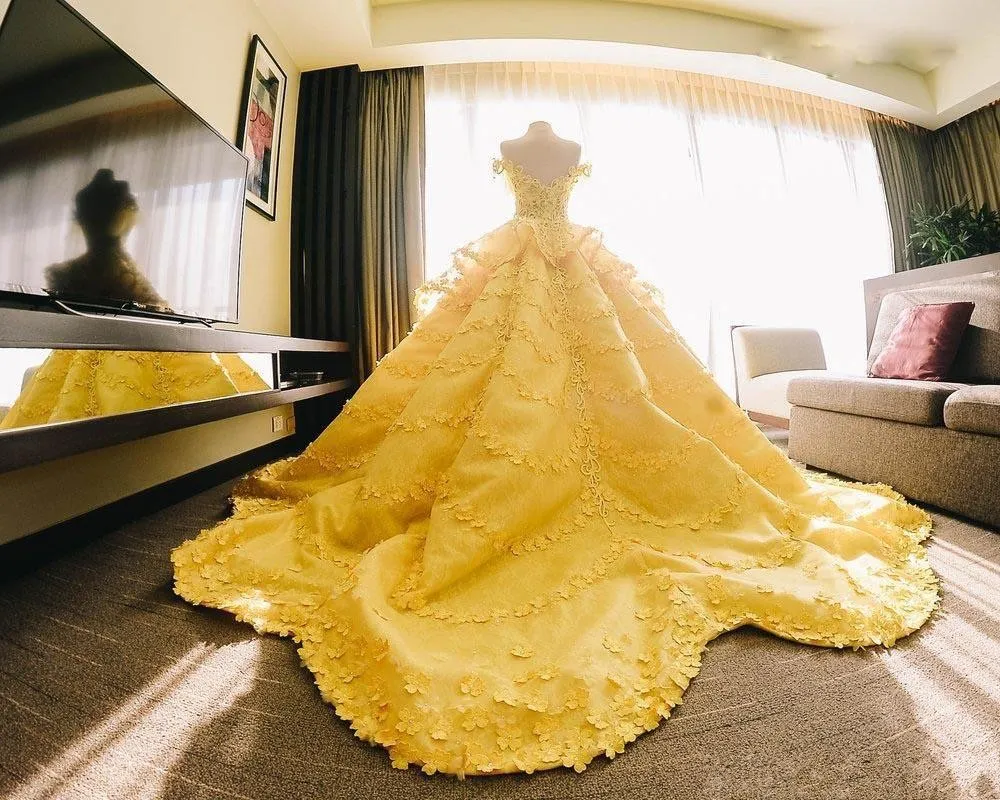 Designer Mustard Yellow Lehenga Bridal Dress for Wedding Wear – Nameera by  Farooq