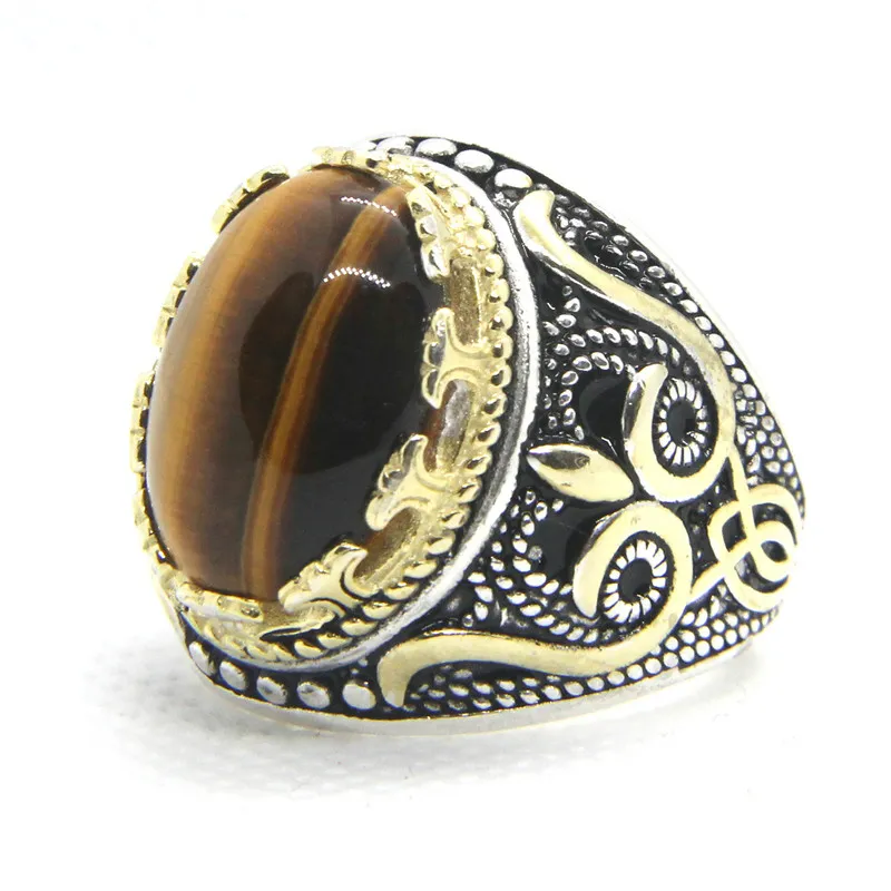 Rozmiar 8-12 Najnowszy projekt 925 Sterling Silver Tiger Eye Pierścień S925 Moda Popularna Sowa Fajny Silver Ring