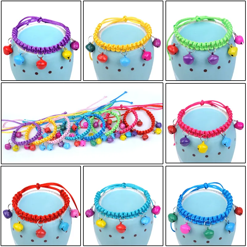 Elastyczna Kot Bell Collar Ręcznie Knitting Kolorowe Nylon Liny Kitten Collars Pet Supplies