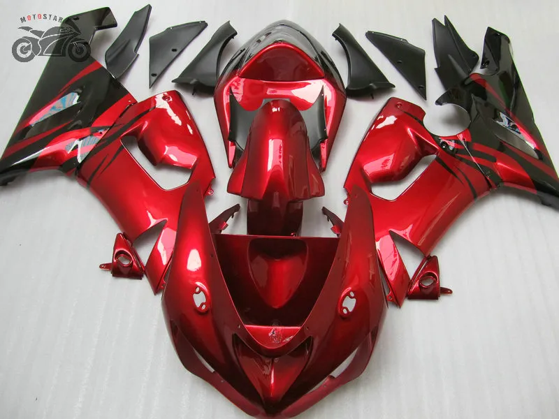 MOTOCYCLE FAININGS SET FÖR KAWASAKI NINJA ZX6R 636 05 06 ZX-6R 2005 ZX 6R 2006 Red Flames Aftermarket Bodywork Fairing Kits