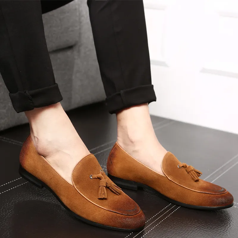 Zapatos con borlas para hombre, zapatos de gamuza para hombre, zapatos de vestir para hombre, mocasines oxford, zapatos de hombre de vestir formal erkek ayakkabi buty meskie 2019