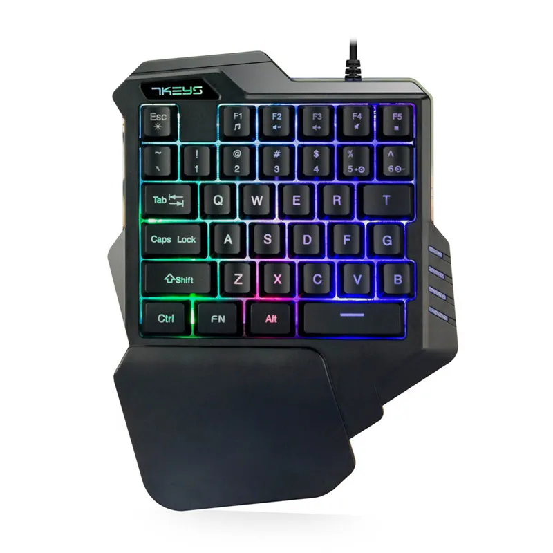 Profera Wired Gaming Keypad Colorful RGB LED Backlight 35 Keys One-Hand Membrane Keyboard TecLado Mecanico Gamer Keypad149f