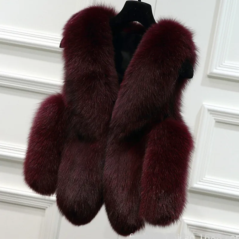 M1601新しいファッション冬の女性の服の毛皮のジャケットの模造毛皮のトリムウィストコートフェイクコート女性のフェイクベスト