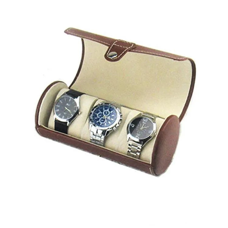 Ny PU Cortex 3 Position Round Watch Box Handkedjan Box Smycken Counter Display Boxs26144476679049