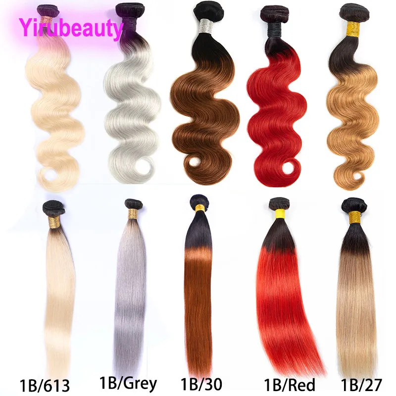 Cabello virgen brasileño 1B/30 1B/27 1B/613 Extensiones de cabello humano Un haz de indios peruanos 1B/Rojo 1B/Gris dos tonos Ombre Color Hair Products