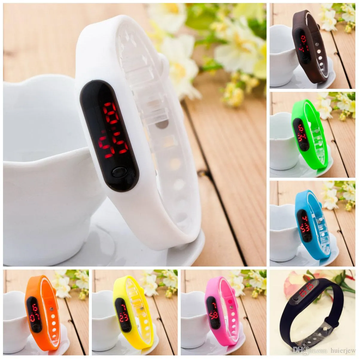 Horloges voor dames heren kinderen snoep kleur rubber prachtig horloges datum armband sport polshorloge mode LED digitaal horloge